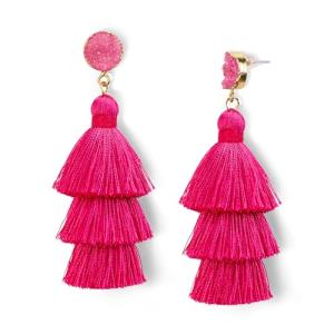 Trendy Hot Pink Tassel Earrings for Women