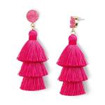 Trendy Hot Pink Tassel Earrings for Women