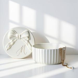 Monogram Jewelry Box with Bow for Her