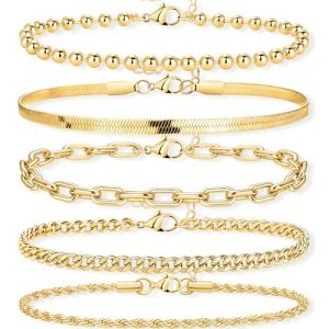 Trendy Stackable Gold Bracelets Set for Women