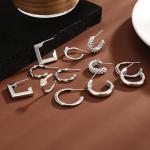 Silver Hoop Earrings Set for Stylish Women