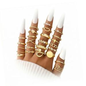 24-Piece Gold Stackable Knuckle Ring Set