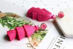 Trendy Hot Pink Tassel Earrings for Women
