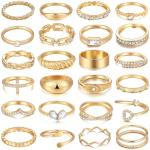 Trendy 25-Piece Gold Stackable Rings Set