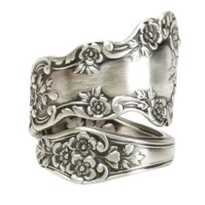 Sterling Silver Oxidized Spoon Ring for Women