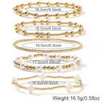 Gold Beaded Cross Bracelet Stack for Women