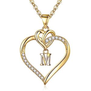 Gold Heart Initial Necklace for Women – Dainty Charm