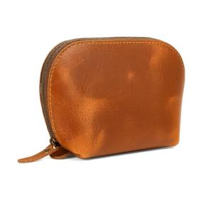 TheAntiq Tan Leather Makeup & Jewelry Pouch