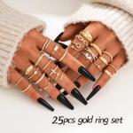 Trendy 25-Piece Gold Stackable Rings Set