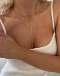 Dainty Gold Lariat Y Necklace for Women
