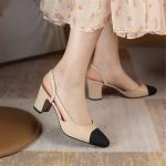 MIRAAZZURRA Women’s Chunky Heel Sling Back Pumps