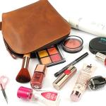 TheAntiq Tan Leather Makeup & Jewelry Pouch
