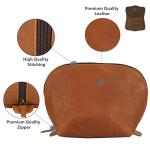 TheAntiq Tan Leather Makeup & Jewelry Pouch