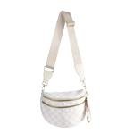 Beige Checkered Nylon Crossbody Bag for Women