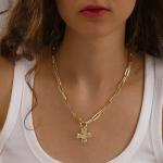 Chunky Gold-Plated Cross Necklace for Women