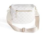 Beige Checkered Nylon Crossbody Bag for Women