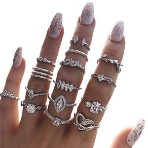 Belicey Women’s Crystal Knuckle Stacking Rings Set