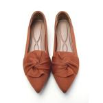 Brown Pointed Toe Ballet Flats with Bow