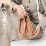HEAWISH Women’s Tan Round Toe Ballet Flats