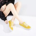 Lemon Yellow Slip-On Canvas Sneakers for Women