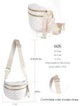 Beige Checkered Nylon Crossbody Bag for Women