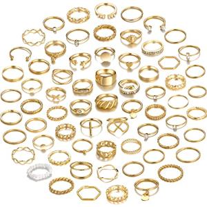 Gold Knuckle Rings Set for Women - 68 Pcs