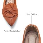 Brown Pointed Toe Ballet Flats with Bow