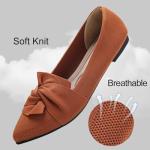 Brown Pointed Toe Ballet Flats with Bow
