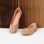HEAWISH Women’s Tan Round Toe Ballet Flats