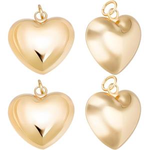 18K Gold Plated Heart Charms for Jewelry Making