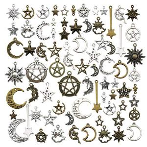 Antique Bronze and Silver Sun Moon Star Charms