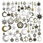 Antique Bronze and Silver Sun Moon Star Charms