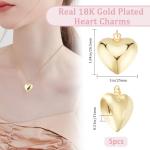 18K Gold Plated Heart Charms for Jewelry Making