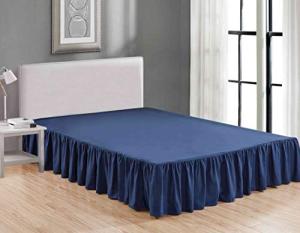 Navy Microfiber Luxury Ruffled Bed Skirt 14 Inch