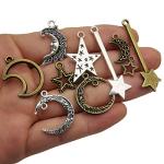 Antique Bronze and Silver Sun Moon Star Charms
