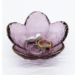 BESSKON Purple Flower Glass Jewelry Dish Tray