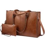 LOVEVOOK Vintage Leather Laptop Tote Bag