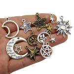 Antique Bronze and Silver Sun Moon Star Charms