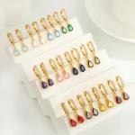 Trendy 14K Gold Plated Dangle Earrings with Emerald