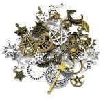 Antique Bronze and Silver Sun Moon Star Charms