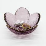 BESSKON Purple Flower Glass Jewelry Dish Tray