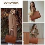 LOVEVOOK Vintage Leather Laptop Tote Bag
