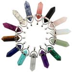 14pcs Bullet Shape Healing Crystal Pendants Set