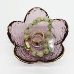 BESSKON Purple Flower Glass Jewelry Dish Tray