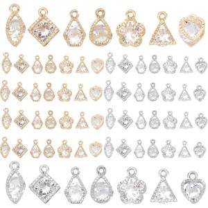Cubic Zirconia Charm Set in Gold and Silver