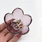 BESSKON Purple Flower Glass Jewelry Dish Tray
