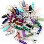 14pcs Bullet Shape Healing Crystal Pendants Set