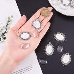 60pcs Oval Pendant Blanks and Glass Cabochons Set