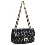 Chic Black Quilted Crossbody Bag with Chain