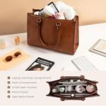 LOVEVOOK Vintage Leather Laptop Tote Bag